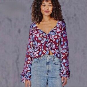 Free People Maybel Floral Blouse Size M